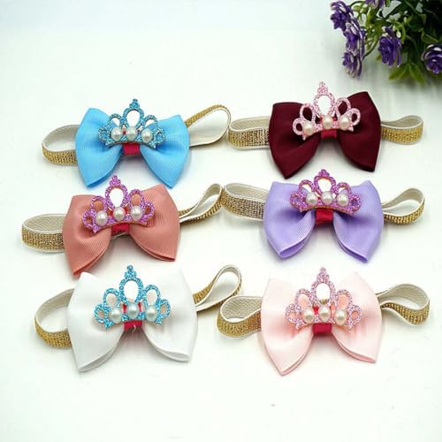 Baby Bow Crown Headband with Pearls 2 Pack