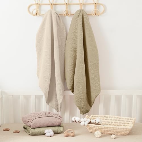 Bearmoss Muslin Crib Sheets 2 Pack Oat Latte