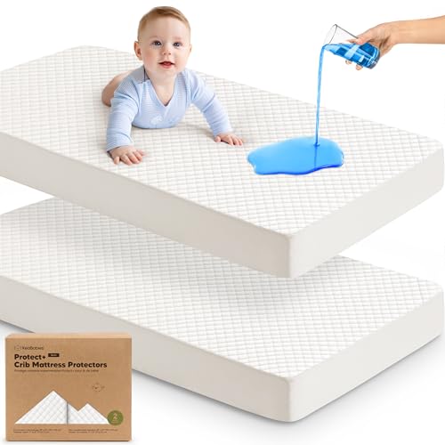 KeaBabies Waterproof Crib Mattress Protector - 2 Pack Quiet Baby Sheet Liner
