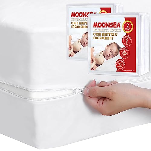 Moonsea Waterproof Crib Mattress Protector 2 Pack