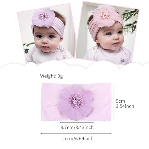 Yheahin Pink Flower Elastic Headband for Baby Girl