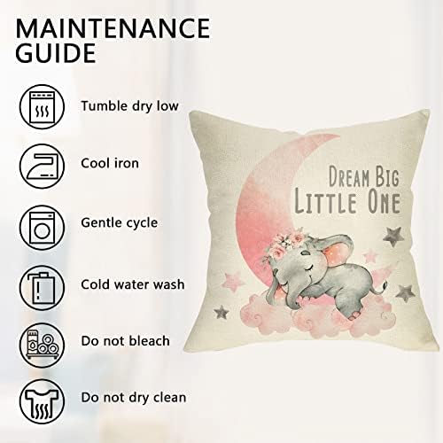 Ussap Elephant Dream Big Little One Throw Pillow Cover Pink Moon Cloud 18x18