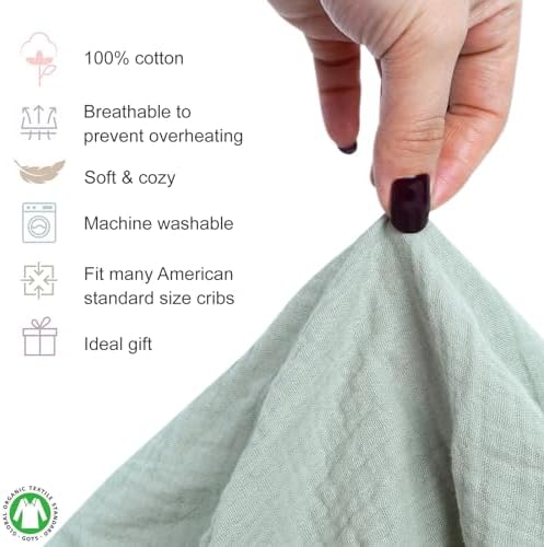 COTTONBEBE Muslin Crib Sheet 100 Cotton Baby Bedding Cover