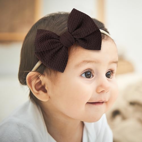 Yoyokid 3PCS 4 Baby Bow Headband with Beige Brown Coffee