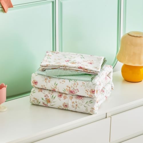 Joyreap 4 Piece Toddler Bedding Set Pink Flowers