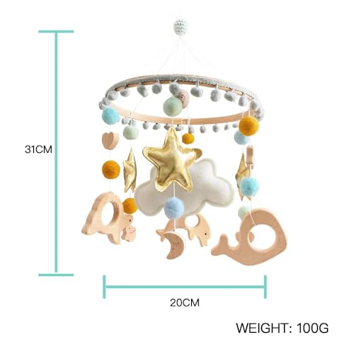 MOVEBO Animal Baby Mobile for Crib - Cute Wood Design