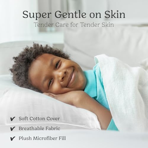 Toddler Pillow 13x18 Organic Cotton Set - Travel Bed Comfort