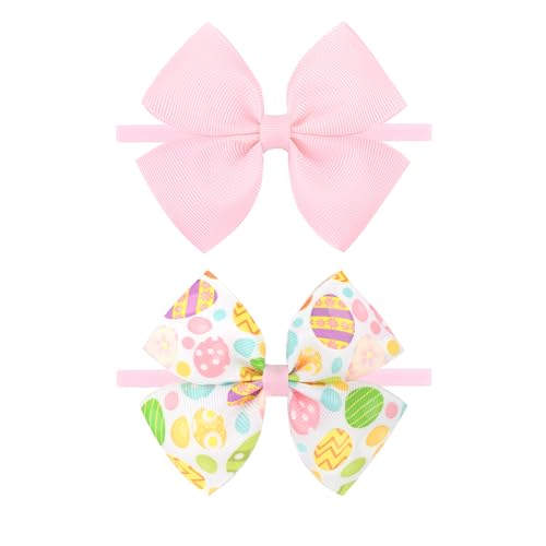 Easter Baby Bows for Girls - Pink Hair Bow Headbands Set