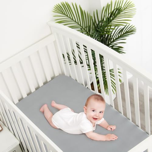 Biloban Waterproof Crib Sheets 2 Pack Grey