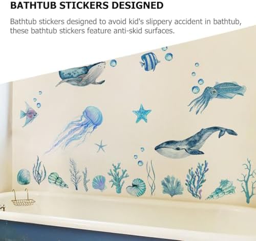 Ocean Themed Bathtub Stickers for Kids - Safe Non-Slip PVC Wall Decals