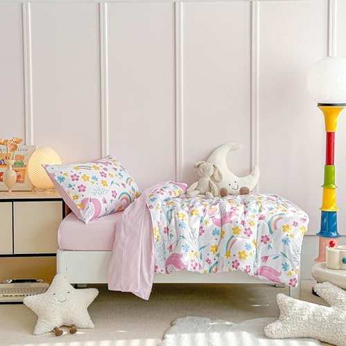 UOZZI Unicorn Toddler Bedding Set 4PC