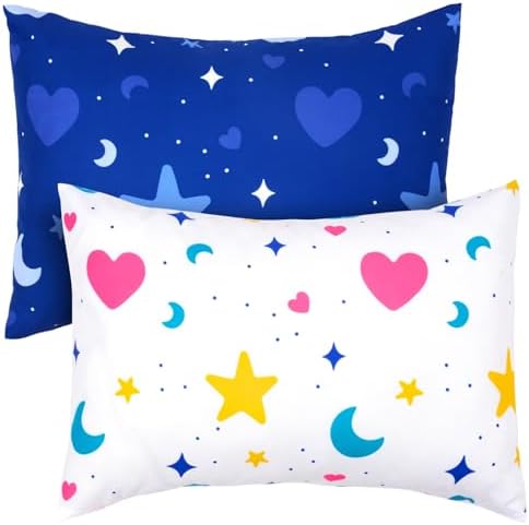 UOMNY Toddler Pillowcases 2 Pack Star Moon Blue White 13x18 12x16 14x19