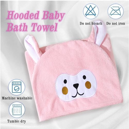 Toddler Baby Bath Towel with Hood Pink