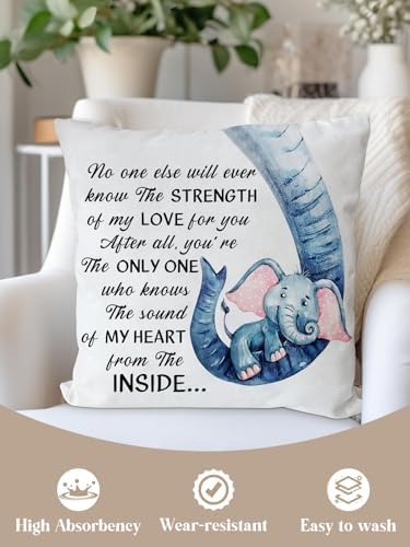 KISJO Mother Baby Elephant Pillow Cover 18x18 1