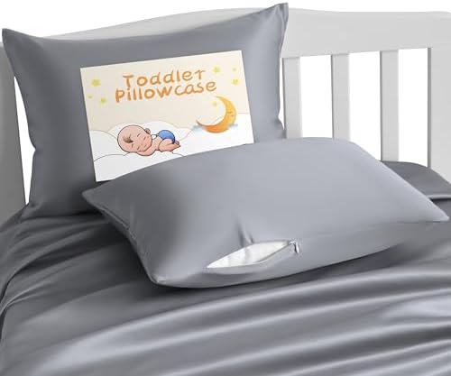 NTBAY Matte Satin Toddler Pillowcases - 2 Pack Silver Grey