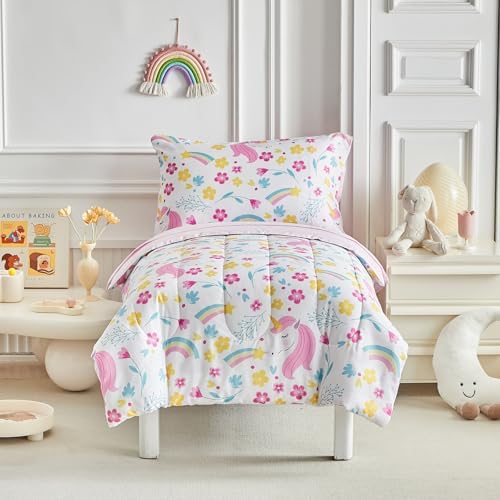 UOZZI Unicorn Toddler Bedding Set 4PC