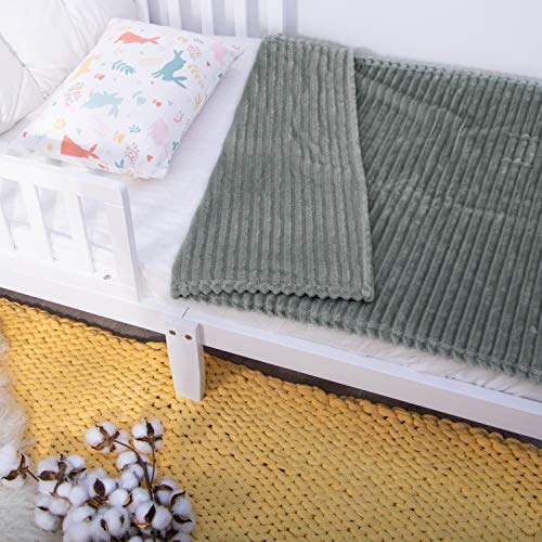 NTBAY Flannel Fuzzy Toddler Blanket Reversible Stripes Design 30x40 Inches Grey