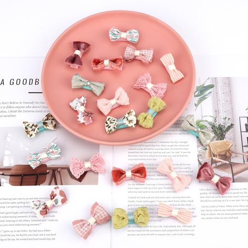 JESSCAT 25 Pcs Fabric Hair Clips for Girls with Bows
