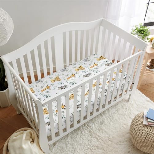 HawSkgFub African Safari Crib Sheet with Elephant and Zebra Pattern