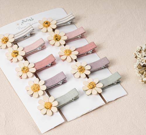 Fancy Clouds Assorted 10Pcs Daisy Fabric Hair Clips