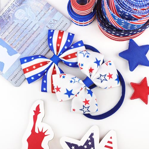4th of July Baby Girl Headband with Patriotic Star Bow