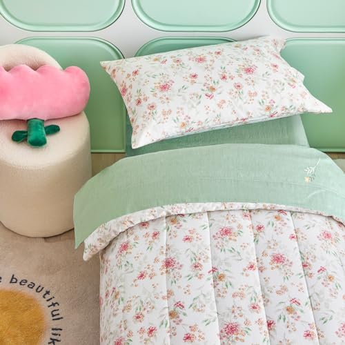 Joyreap 4 Piece Toddler Bedding Set Pink Flowers