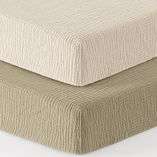 Bearmoss Muslin Crib Sheets 2 Pack Oat Latte