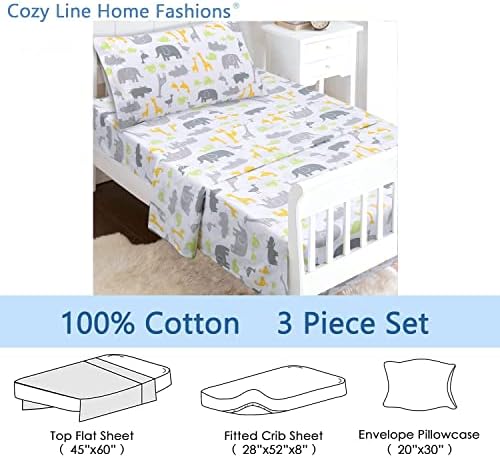 Danica Toddler Sheet Set with 3 Pieces Cotton Jungle Pals Design