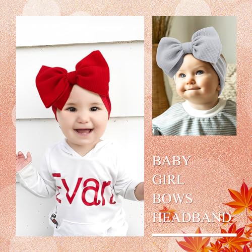 Lanmerry Hairband 5 Pack - Navy Bow Elastics for Baby Girls
