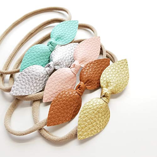 Vanaguelite Dainty Faux Leather Baby Bow Set of 5