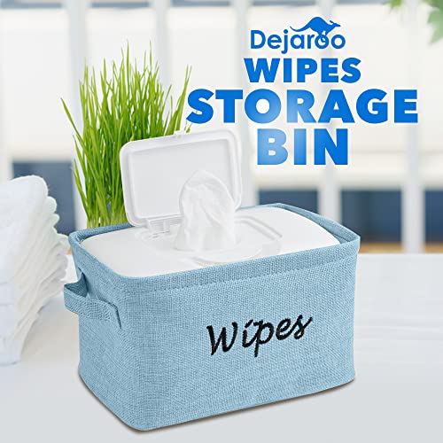 Dejaroo Blue Linen Wipes Newborn Essentials Basket 1