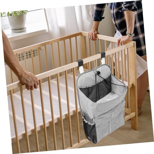 QUMIIRITY 1pc Crib Storage Bag Multi Functional Hanging Diaper Organizer Grey