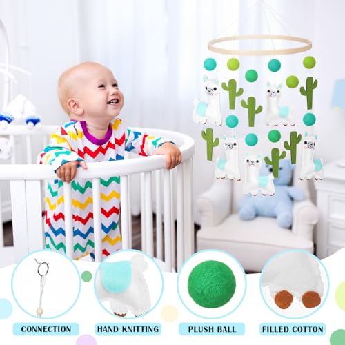 Hollowfly Baby Crib Mobile with Alpaca and Cactus Design