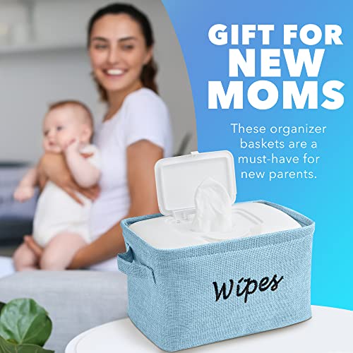 Dejaroo Blue Linen Wipes Newborn Essentials Basket 1