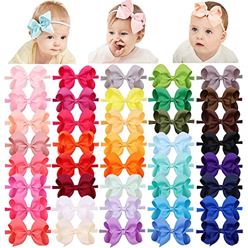 Jollybows 40pcs 4 Inches Baby Girls Headbands Hair Bows