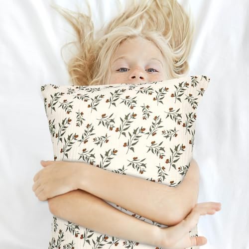 Hooyax Toddler Pillowcase 2-Pack - Muslin Cotton Envelope Closure Leaf Green