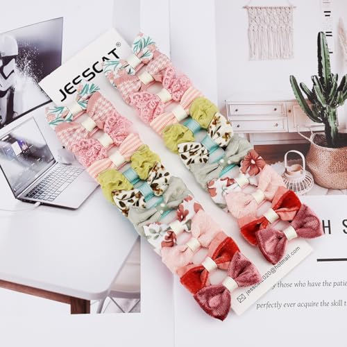 JESSCAT 25 Pcs Fabric Hair Clips for Girls with Bows