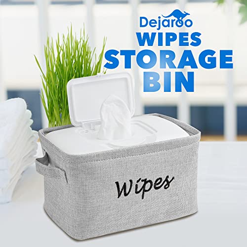 Dejaroo Wipes Newborn Essentials Linen Basket with Handle Grey