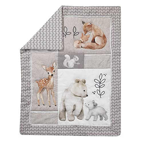 Lambs Ivy Painted Forest Crib Bedding Set - Gray Beige White 1