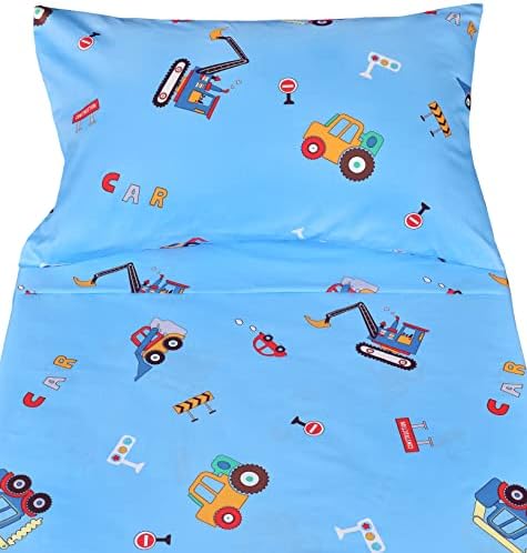 J-pinno Blue Excavator Toddler Sheet Set