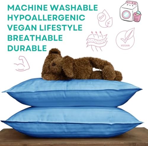 Kinder Fluff Twin Pillows for Kids - Blue 16x24in 2 Pack