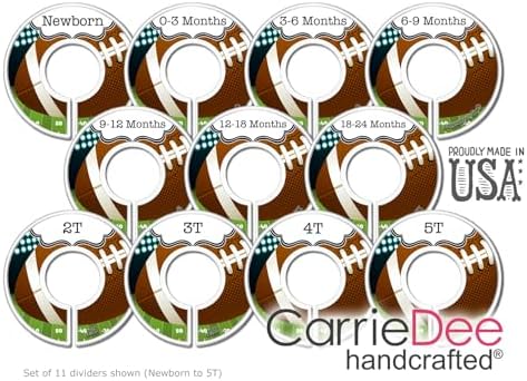 CarrieDee Sports Football Nursery Closet Dividers Set of 11