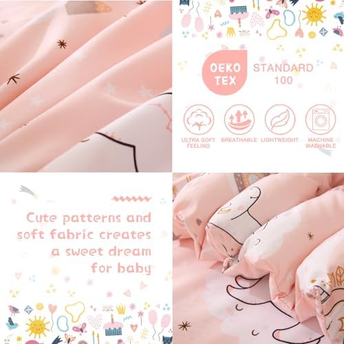 JSD Pink Unicorn Toddler Bedding Set 4 Piece