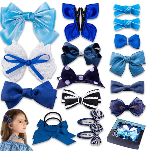 18pcs Blue Hair Bows for Girls Toddlers and Women