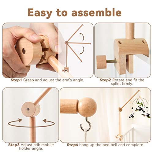 Etucdose Wooden Crib Mobile Arm - Adjustable Anti-Slip Holder