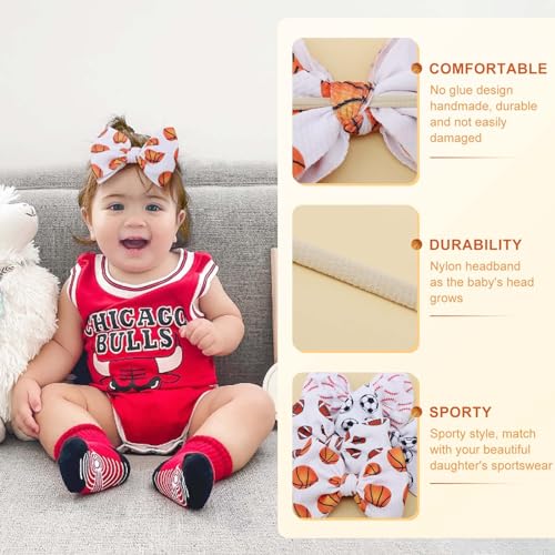 YanJie Baby Girls Hairband Set of 4 - Football Basketball Soccer Rugby
