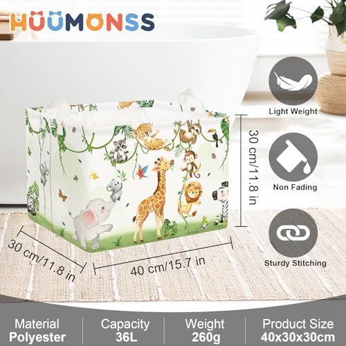 HUUMONSS Giraffes Baby Laundry Hamper with Handle 36L White