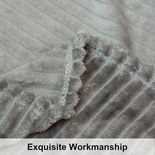 NTBAY Flannel Fuzzy Toddler Blanket Reversible Stripes Design 30x40 Inches Grey