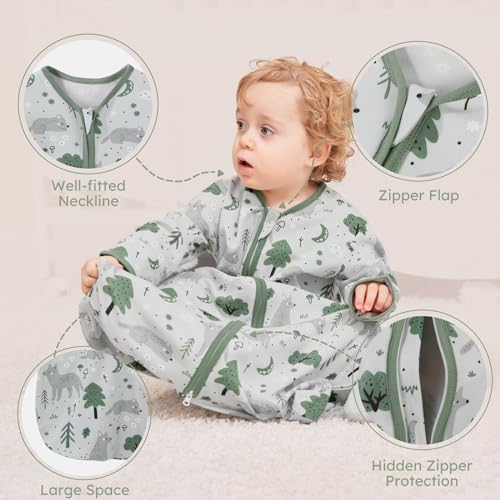Yoofoss Baby Sleep Sack 0-6 Months 2-Way Zipper 100 Cotton