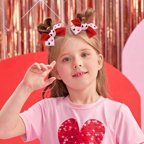 YanJie Cute Valentine Hair Clips Red Pink Bowknot Barrettes for Girls Toddler